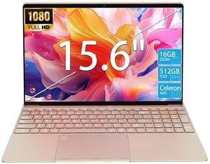 15.6" Laptop Computer - Quad-Core N95 Processor (Up to 3.4GHz) Gaming Laptop 16GB DDR4 512GB SSD, Students Business Laptop PC Support Fingerprint Unlock, Backlight Keyboard(Rose Gold,16GB | 512GB)