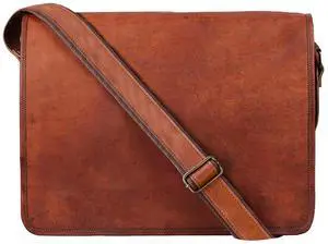 RUSTIC TOWN 15 inch Vintage Crossbody Genuine Leather Laptop Messenger Bag
