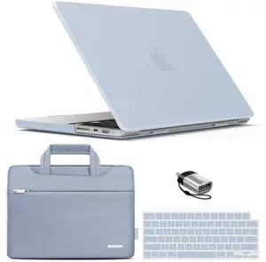 IBENZER Case for MacBook Pro 14 Inch Case 2025 2024 M4 M3 M2 M1 A3112 A3185 A3401 A2918 A2992 A2779 A2442 Pro/Max, HardShellCase & SleeveBag &KeyboardCover &Type-c(2025-2021), SierraBlue,T14SIBL+3