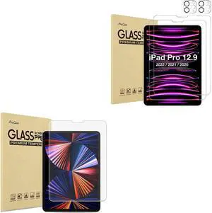 ProCase 2+2 Pack Screen Protector with Camera Lens Protector Bundle with iPad Pro 12.9 Inch 2022 2021 2020 Matte Screen Protector