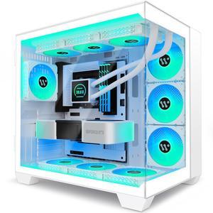 KEDIERS PC CASE ATX 9 PWM ARGB Fans Pre-Installed, Mid-Tower Gaming PC Case, Panoramic Tempered Glass Computer Case with Type-C,360mm Radiator Support