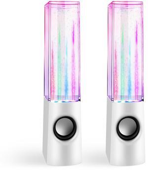 Aolyty Colorful LED Water Speaker with Dancing Fountain Light Show Sound for PC, MP3 Player, Laptops(White)