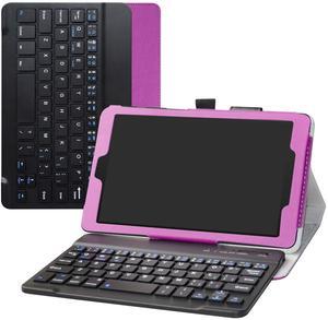 Alcatel Joy Tab Keyboard Case,Bige Slim Stand PU Leather Cover With Romovable Wireless Keyboard For T-Mobile Alcatel Joy Tab 2019 /Alcatel 3T 8-inch 2018 Tablet,Purple