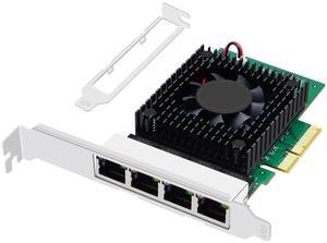 Buacoz 2.5gb Network Card PCI-E X4 Quad Port Gigabit Ethernet LAN NIC Card RJ45, with Intel I225-V Chip Server Network Card Support for Windows 10/11 64-bit/Windows Server 2019/2022