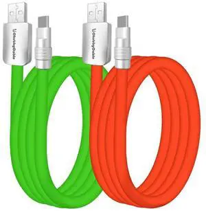 chubbycable Couple Chubby - 2-Pack 240W USB C Cable Extra Thick Silicone Fast Charging Cable Compatible with iPhone 16/15 Series iPad Galaxy Series, Green+Red, USB-A to Type-C, 4.9FT