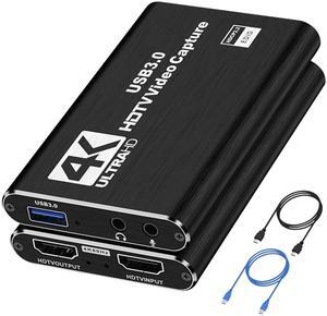 CLLGrocery 4K HDMI Capture Card for Streaming, USB 3.0 Video Capture Device, Full HD 1080P 60FPS Game Audio Video Capture Card for Game Recording, Live Streaming, Broadcasting, Online Meeting,Teaching