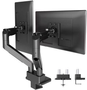 Claiks Dual Monitor Mount for Max 35 inch Screens Stand up to Max 89 lbs, Ergonomic Gas Spring Heavy-Duty Adjustable Monitor Arm, with Clamp and Grommet Base, VESA Mounting Holes 75&100mm, Black