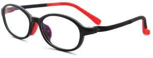 Mind Bridge Kids Blue Light Blocking Computer Video Gaming Glasses - Anti Eyestrain | Durable Cute Protection Eyewear for Children Boys & Girls Digital Screen Time & Technology Use | 13721 Black Red