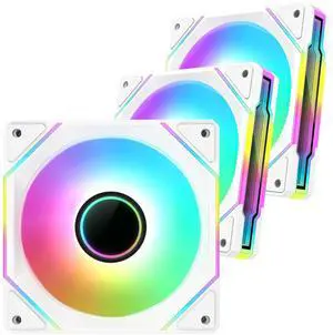 Cooler Power 120mm Black Mirror RGB Fans, Premium PC Fans, High Airflow, Ultra-Quiet Speed Control (PWM), Universal RGB SYNC(Aura, Fusion, Mystic) (White, 3 Pack)