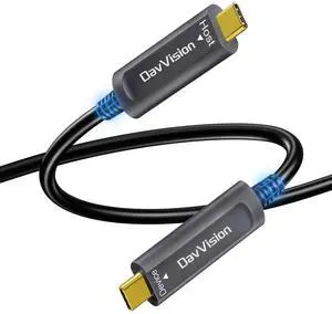 DavVision USB C Fiber Optic Cable 33 FT, 10Gbps USB 3.2 Gen2 Active USB C Cable with German SiliconLine Chip, Ultra Slim & Long Distance for Logitech 4K Camera,VR/AR,Video Conference,Industrial System