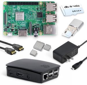 Raspberry Pi 3 B Starter Kit | Power Supply | Case | 64GB Edition | HDMI Cable 1m | USB Card Reader | Heat Sink | Raspberry Pi 3 B 1GB RAM
