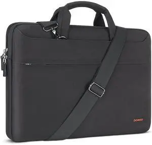 DOMISO 17.3 inch Laptop Bag Business Briefcase Water-resistant Notebook Messenger Shoulder Bag for 17.3" Macbook Pro 17/MSI GS73VR Stealth Pro/HP Envy,Black