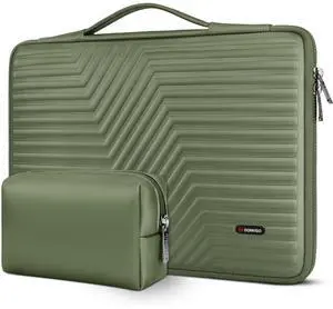 DOMISO 15.6 inch Shockproof Waterproof Laptop Sleeve with Pouch Soft EVA Protective Case for 15.6" Yoga 720 IdeaPad 310 320 ThinkPad T570/HP Envy 15/15.6" Notebooks, Green