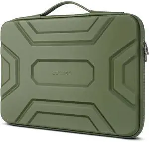 DOMISO 15.6 inch Laptop Sleeve Shoulder Bag Shockproof Computer Bag Waterproof EVA Protective Carrying Case for 16" MacBook Pro/Max M2 M1 2019-2023,15"-16" HP Dell Asus Laptop,Dell XPS 15,Green