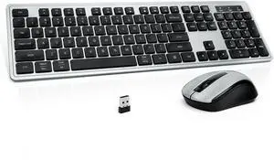 Wireless Keyboard and Mouse, 2.4GHz Cordless Keyboard Mouse Combo with Numeric Keypad, Plug and Play USB Receiver, Compatible with Windows, Mac, Laptop, and PC(Black Gray)