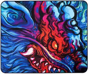 Mouse Pads EspTiger Blaze V3 (480 x 400 x 4mm) Standard Size Anti-Slip Base Invista Cordura Nylon Surface Stitched Edges Large Gaming Mousepad - Multi-Color Kirin Design