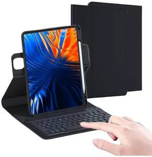 AnMengXinLing Vertical Keyboard Case for iPad Air11 inch M3 (2025)/M2 (2024)/Air 5th/Air 4th Gen/Pro11(4th/3rd/2nd/1st), 360° Rotatable Magnetic Detachable Clear Case with Keyboard, 360 Rotate-Black