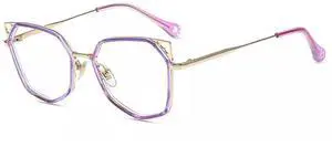 Firmoo Women Cat Eye Blue Light Reading Glasses 1.0, Stylish Cateye Computer Reading Glasses, UV400 Protection, Purple, Gold
