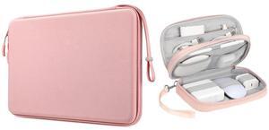 FINPAC 13-inch Hard Laptop Sleeve Case Pink + Travel Electronic Bag Pink