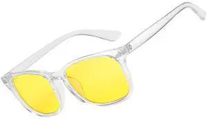 genkigold Blue Light Blocking Glasses:Improve Sleep Quality,Promote Melatonin Production,Ease Dry Eyes,Headaches from for Computer,TV,Gaming,Present for Women and Men - Clear Frame-Yellow Lenses