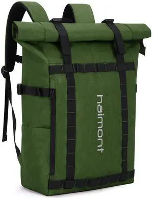 Haimont Rolltop Backpack Commuter Carry on Backpack for Women Men Water-Resistant Daypack with Multiple Pockets, 20L, Army Green