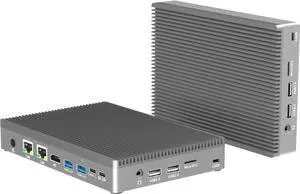 HEIGAOLAPC Mini PC, 12th Gen Alder Lake- N100(up to 3.4GHz), 16GB RAM 512GB eMMC, Fanless Mini Desktop, Type-C 3.1, Dual LAN 2.5G Ethernet, Dual Display 4K 60Hz, WiFi BT 5.2 for Business Home Office