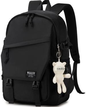 College Laptop Backpack for Men Women 15.6 Elementary Middle High School Book Bag For Teens Girls Boys Anti Theft Travel Backpacks Waterproof Casual Daypack Large Student Bookbags(Black-M)