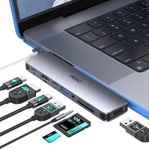USB C Adapter Hub for MacBook Pro Air 2025-2018, Mac Adapter Multiport for MacBook 13" 15" 16", Mac Accessories Hub 8 in 2 with HDMI Thunderbolt 3 USB-C USB 3.0 2.0 SD/TF Card Reader