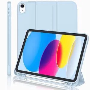 iMieet iPad (A16) Case 11th Gen/iPad 10th Generation Case [11-Inch 2025/10.9 Inch 2022] with Pencil Holder, Trifold Stand Smart Cover with Soft TPU Back,Auto Wake/Sleep(Sky Blue)