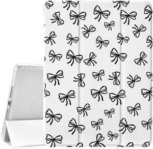 Idocolors Cute Bowknot Pad Case for 10.9 Inch iPad 2022/2025, Clear TPU Smart Stand Back Cover with Pencil Holder, for iPad 10th/11th Generation Auto Wake/Sleep Foldable Protective Case