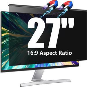 JEEETINTX Magnetic Computer Privacy Screen Filter 27 inch for 16:9 Widescreen Monitor Desktop PC, 27in Hanging Removable Anti Blue Light Glare Eye Protection Shield, Anti Spy Screen Protector Panel