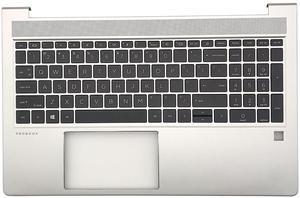 Jxjslp Replacement Upper Case Palmrest for HP Probook 450 G8 455 G8 15.6'' Series Laptop Top Cover Non-Backlit Keyboard Assembly M21740-001 Silver