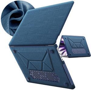KAIJIAbox Case for MacBook Pro 14 Inch M4 2024,Foldable Stand Woven Fabric Protective Case for MacBook Pro 14 Inch(2021/2024)[M4/A2442 M1 Pro / M1 Max/A2779/M3 A2918 A2992](Navy)