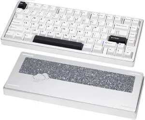 KEEBMONKEY WOBKEY Rainy 75 CNC Aluminum HMX/JWK/Cocoa Switches Triple-Mode Connectivity Mechanical Keyboard with Superior Acoustics, RGB/FR4/Silver SUS304/7000mAh/Cocoa Switch (Pro - Silver)