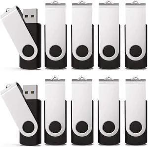 KEXIN 128GB Flash Drive 10 Pack 3.0 Flash Drive Bulk USB Thumb Drive 128 GB USB Drive USB 3.0 Flash Drive with Led Indicator, Black