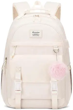 KROSIAS School Backpack for Teen Girls, 15.6 Inch College Backpack Elementary Middle High School Bag Large Cute Bookbags, Lightweight Laptop Backpacks Casual Daypack Kids Book Bag for Women Students