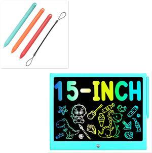15Inch Colorful LCD Writing Tablet Blue & 3 Pack Stylus Pens(Random Colorful) and 1 Lanyard