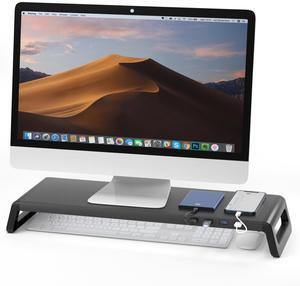 Monitor Stand Riser for Desk 4 USB 3.0 Hub Desk Monitor Riser Laptop Riser Stand,20.6*6.8Inch (USB 3.0 Balck)