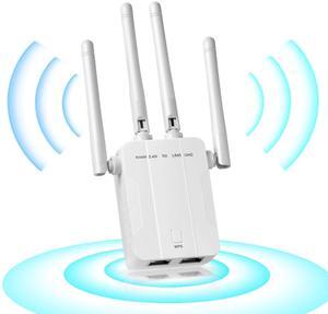 WiFi Extender Signal Booster,WiFi Extender, 5G WiFi Booster with 1200Mbps Dual Band(Up to 10000sq.ft for 55+ Devices),WiFi Repeater with 4 Antennas 360deg Full Coverage,1-Tap Setup & Ethernet Port