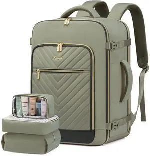 LOVEVOOK Travel Backpack For Women,40L Carry On Backpack Flight Approved,TSA Personal Item Travel Bag Fits 17 Inch Laptop,Business Weekender Overnight Daypack with 3 Packing Cubes