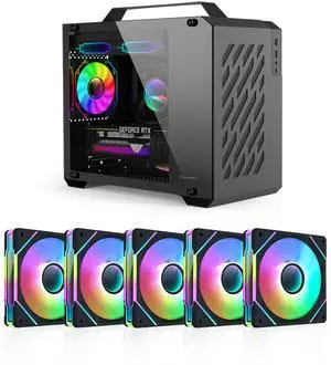 Micro ATX protable Computer case with 5Pack ARGB Fans