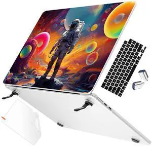 May Chen for M4 MacBook Air 13.6 inch Case A3240 A3113 A2681 M3 M2 2025 2024 2023 2022 Release, Fold Kickstand Pattern Hard Shell Case for M4 Air 13.6" Laptop with Keyboard Cover, Astronaut