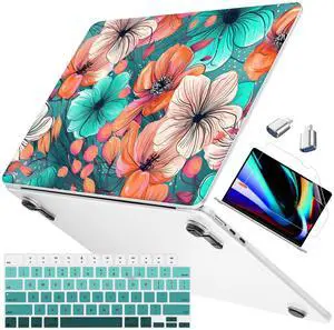 Mektron Case Compatible with MacBook Air 15.3 inch Printed Cover 2024/2023 M3 A3114 M2 A2941, [Same as Bare MacBook] Protective Hard Shell with Fold Kickstand, Flowers C126