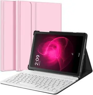 Nanhent Case with Keyboard for T-Mobile Revvl Tab 5G 10.36 inch Tablet 2023 Released, Slim PU Stand Cover with Magnetically Detachable Wireless Bluetooth Keyboard (Pink)