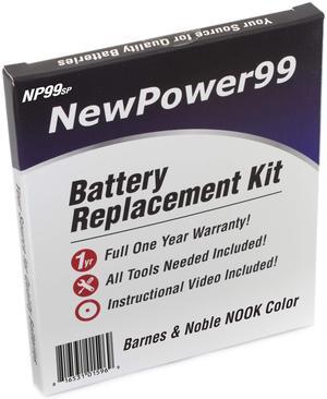 NP99sp Battery Kit for Barnes and Noble Nook Color with Tools, How-to Video and Long Life Battery from NewPower99