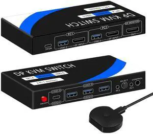 kvm Switch displayport kvm Switch 1 Monitors 2 Computers 8K@60HZ4K@120HZ4 Port USB3.0with 1 USB C,displayport kvm switches,dp kvm Switch 2 Computers 1 Monitor,Supports Multiple Operating Systems.