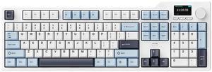 OdpaltoyxAjazz AK35I V3 Full Size Hot-Swappable Mechanical Keyboard with TFT Screen & Knob, 2.4G/BT/USB-C Gasket Gaming Office Keyboard with RGB Backlit,8000mAh Battery (Blue White Navy Blue)