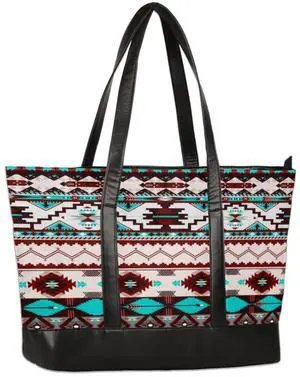 Aztec Geometric Laptop Tote Bag for Women, 15.6 inch Laptop Bag Handbag Large Briefcase Waterproof Travel Beach Shoulder Bag Work Bags