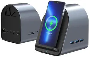 Performance Master 10-in-1 USB-C Multifunction Docking Station Wireless Charging USB3.0 Ports PD100W Fast Charging 4K HDMI SD/TF Card Reader Fit for Windows Mac Android iPad