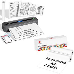 Phomemo M832 Wireless Portable Thermal Printer Gray & 2 Rolls A4 Thermal Printer Paper